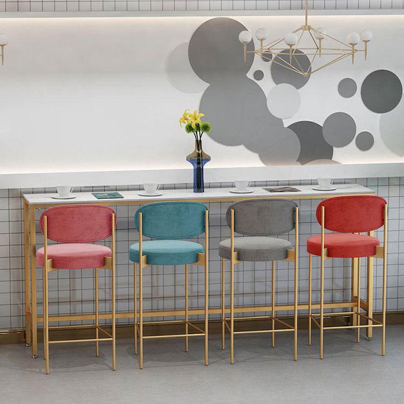 Glam Bar-height Table Faux Marble Top Pub Table for Dining Room 94.5"L x 15.7"W x 41.3"H Without Chairs Clearhalo 'Bar Furniture' 'Bar Tables' 'bar_tables' 'furn' 'furn_bar_tables' 'Furniture' 'Kitchen & Dining Furniture' 6384430