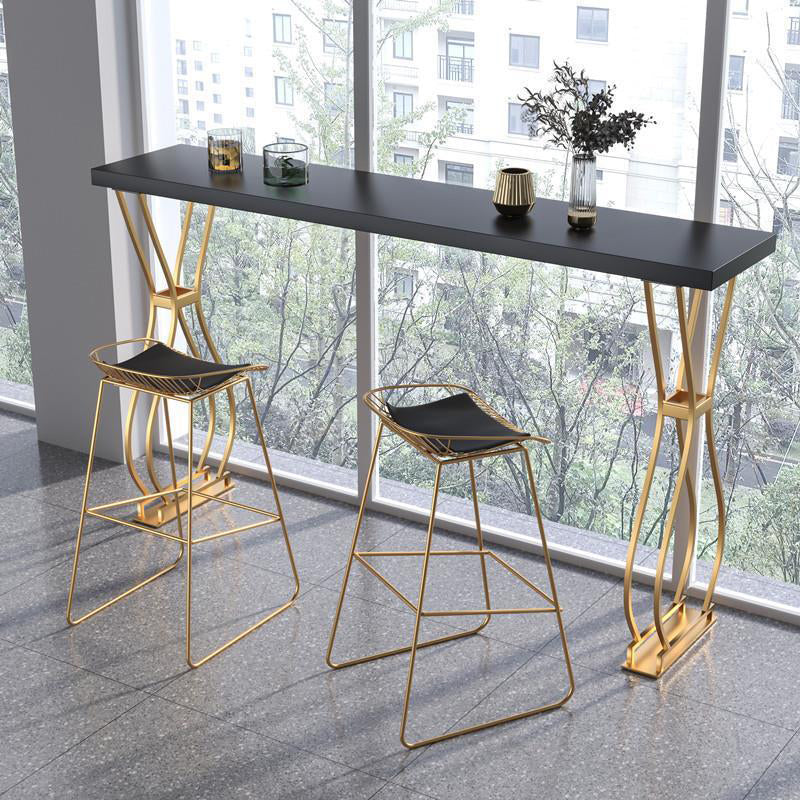 Mesa rectangular de altura de la barra de madera sólida