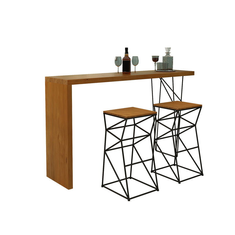Rectangular industrial Bistro Bar Desk Pine Pine Barra de madera maciza Mesa de comedor para interiores