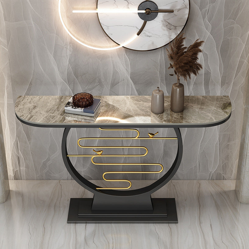 Console moderna di pietra 31,5 "tavolo accento 1-scaffale alto per sala