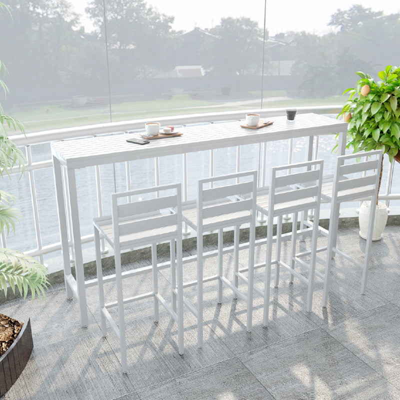 Modern Bar Height Table Rectangular Bar Table with Metal Base 94.5"L x 15.7"W x 41.3"H White Without Chairs Clearhalo 'Bar Furniture' 'Bar Tables' 'bar_tables' 'furn' 'furn_bar_tables' 'Furniture' 'Kitchen & Dining Furniture' 6385382