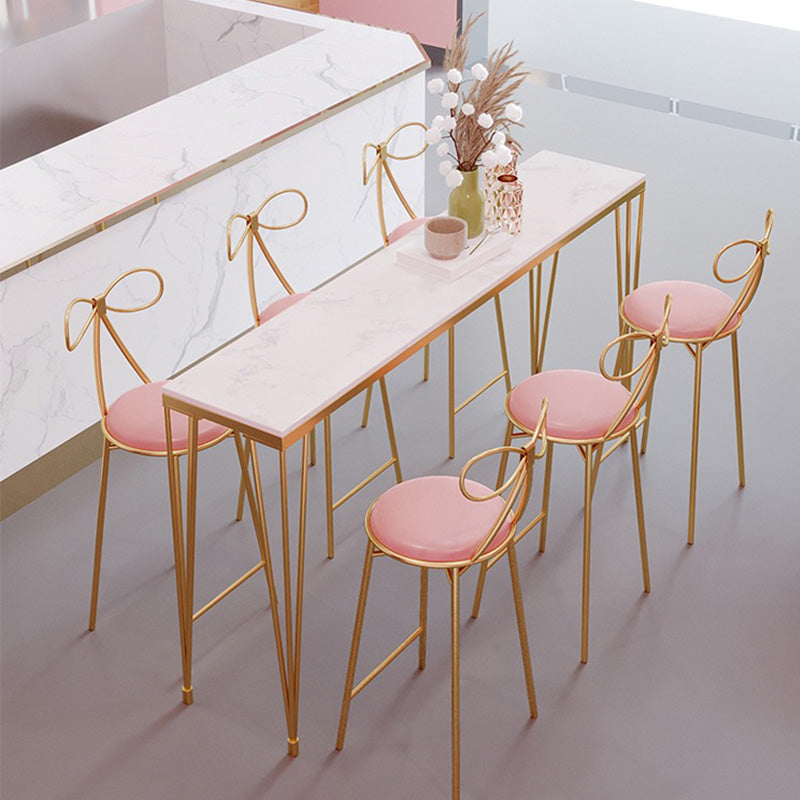 Rectangular Bar Height Table White Faux Marble Top Bistro Pub Table with 4 Legs 78.7"L x 15.7"W x 41.3"H Without Chairs Clearhalo 'Bar Furniture' 'Bar Tables' 'bar_tables' 'furn' 'furn_bar_tables' 'Furniture' 'Kitchen & Dining Furniture' 6385395