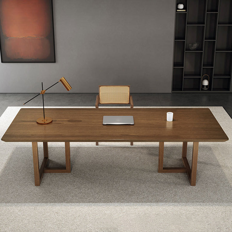 Solid Wood Rectangular Office Desk Modern 1-shelf Writing Desk