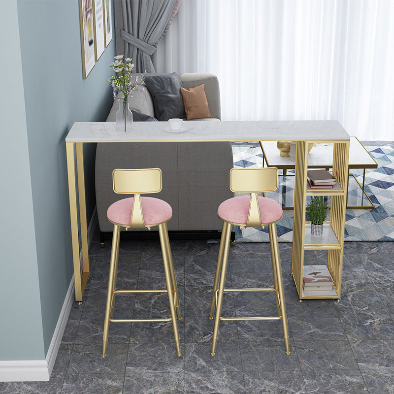 1/2/3 Pieces Pub Dining Set Modern Rectangular Bar Stool and Table Set 3 Pieces: 1 Table, 2 Gold Pink Stools Clearhalo 'Bar Furniture' 'furn' 'furn_home_bar_bar_sets' 'Furniture' 'Home Bars & Bar Sets' 'home_bar_bar_sets' 'Kitchen & Dining Furniture' 6389304