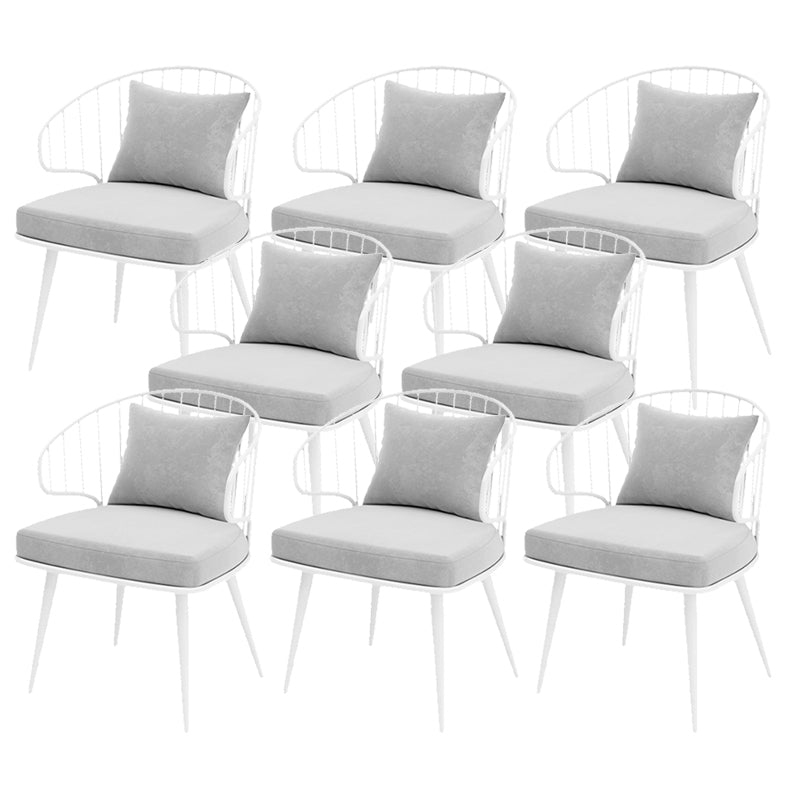 Sillas de comedor tapizadas contemporáneas sillas de brazo trasero en blanco
