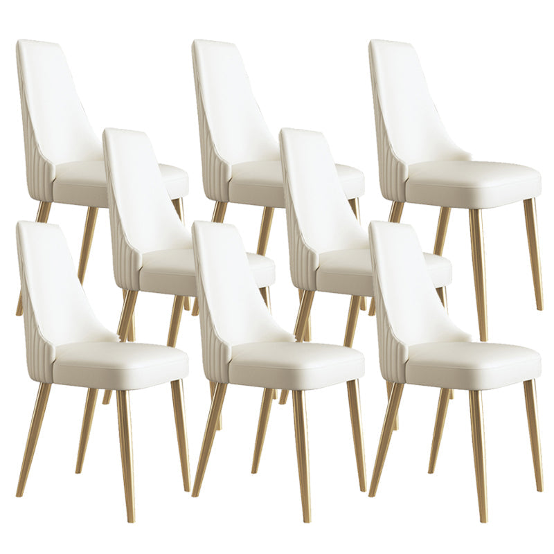 Glam Style Faux Leather Chair Armless Side Chairs with Metal Legs 8 Piece Set Clearhalo 'Dining Chairs' 'Dining Tables & Seating' 'dining_chair' 'furn' 'furn_dining_chair' 'Furniture' 'Kitchen & Dining Furniture' 6390801