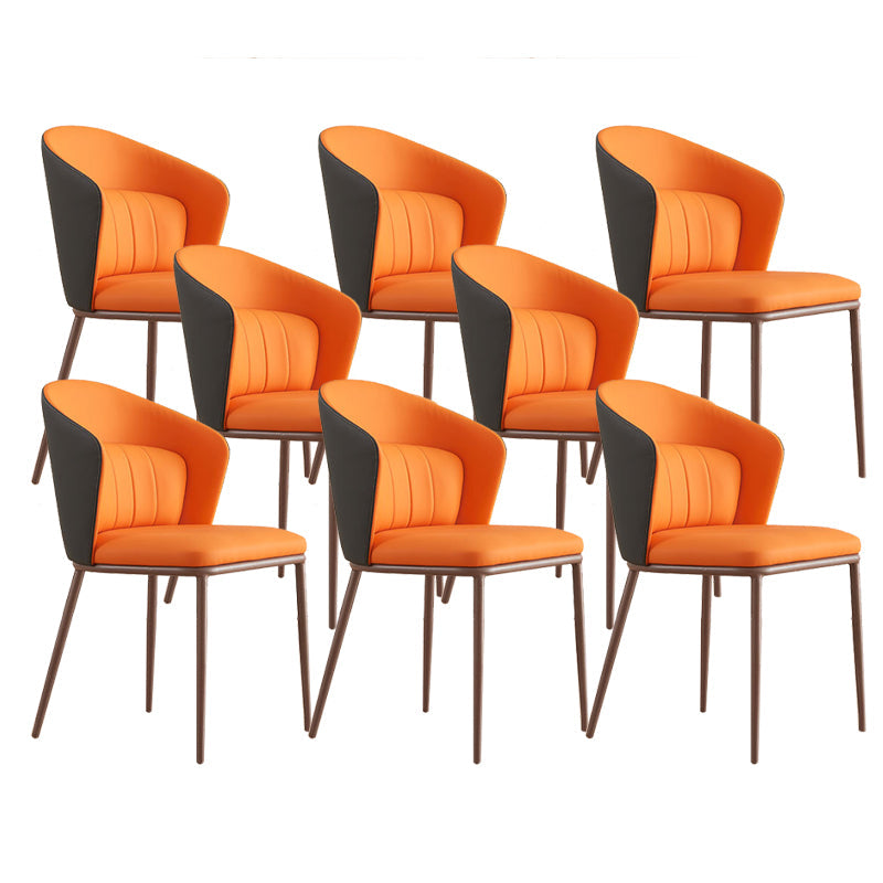 Contemporary Style Chair Armless Side Chairs with Metal Legs Orange 8 Piece Set Clearhalo 'Dining Chairs' 'Dining Tables & Seating' 'dining_chair' 'furn' 'furn_dining_chair' 'Furniture' 'Kitchen & Dining Furniture' 6390890