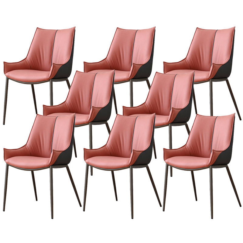 Sedie da pranzo in pelle finta contemporanea sedie laterali con gambe in metallo per cucina