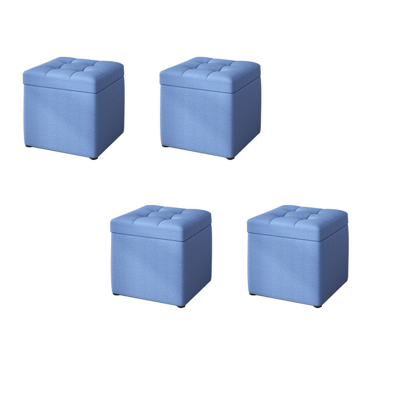 Tufted Pouf Solid Color Fabric Square Scratch Resistant Pouf Ottoman with Storage Blue 4 Piece Set Clearhalo 'furn' 'furn_ottomans_poufs' 'Furniture' 'Living Room Furniture' 'Ottomans & Poufs' 'ottomans_poufs' 6394151