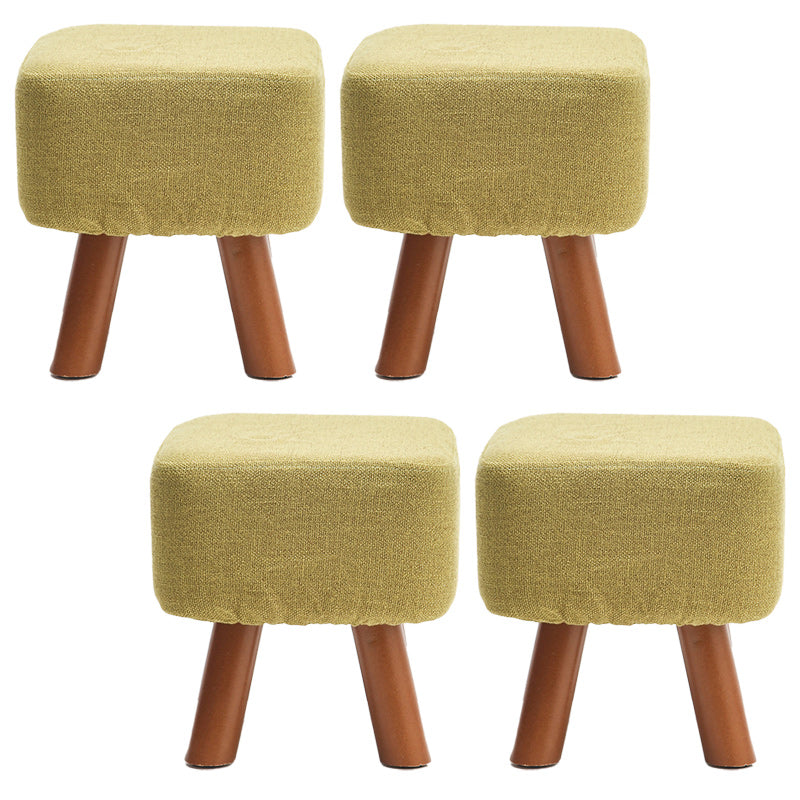 Square Pouf Stool Pure Color Cotton Linen Upholstered Wood Frame Pouf Ottoman 12"L x 12"W x 13"H Green 4 Piece Set Clearhalo 'furn' 'furn_ottomans_poufs' 'Furniture' 'Living Room Furniture' 'Ottomans & Poufs' 'ottomans_poufs' 6394183