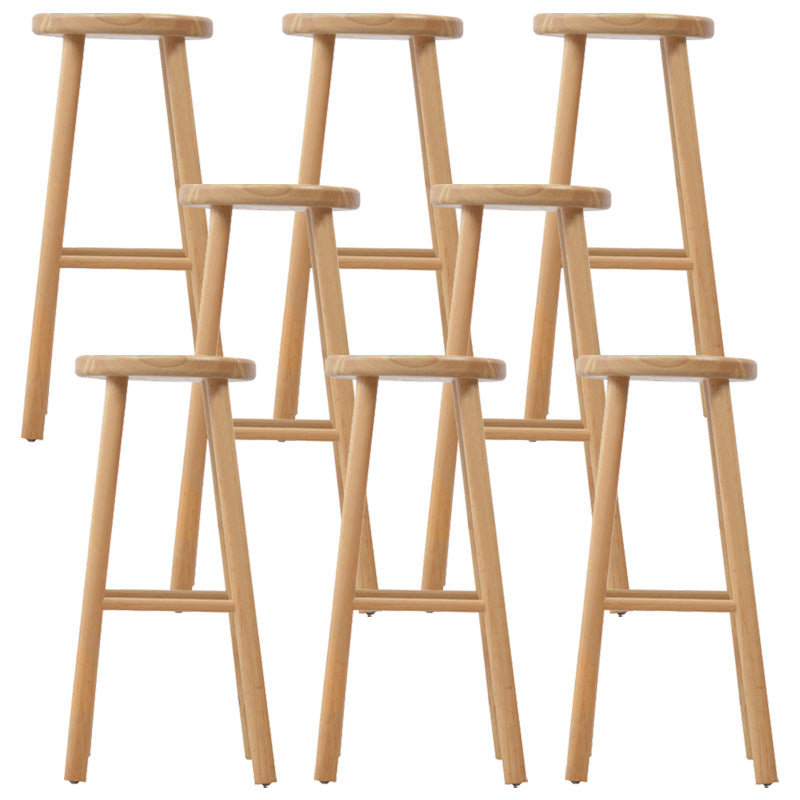 Sgabello da bar rotondo con banco in legno solido industriale con poggiapiedi