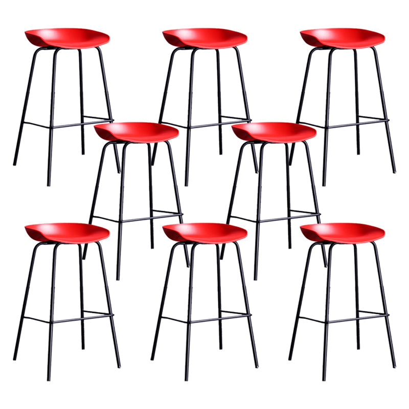 Contemporary Metal Counter Height Stools Low Back Bar Stool with Footrest Red 8 Piece Set Clearhalo 'Bar Furniture' 'Bar Stools' 'bar_stools' 'furn' 'furn_bar_stools' 'Furniture' 'Kitchen & Dining Furniture' 6395292