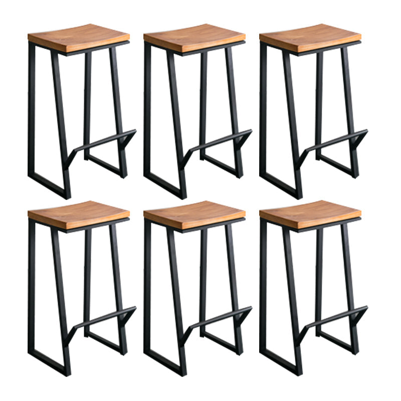 Industrial Style Bar Stools Armless Barstool with Black Metal Legs