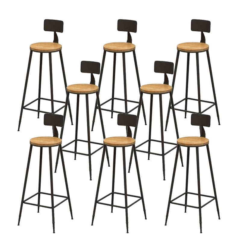 Contemporary Bar Stool Backrest Barstool with Black Metal Legs