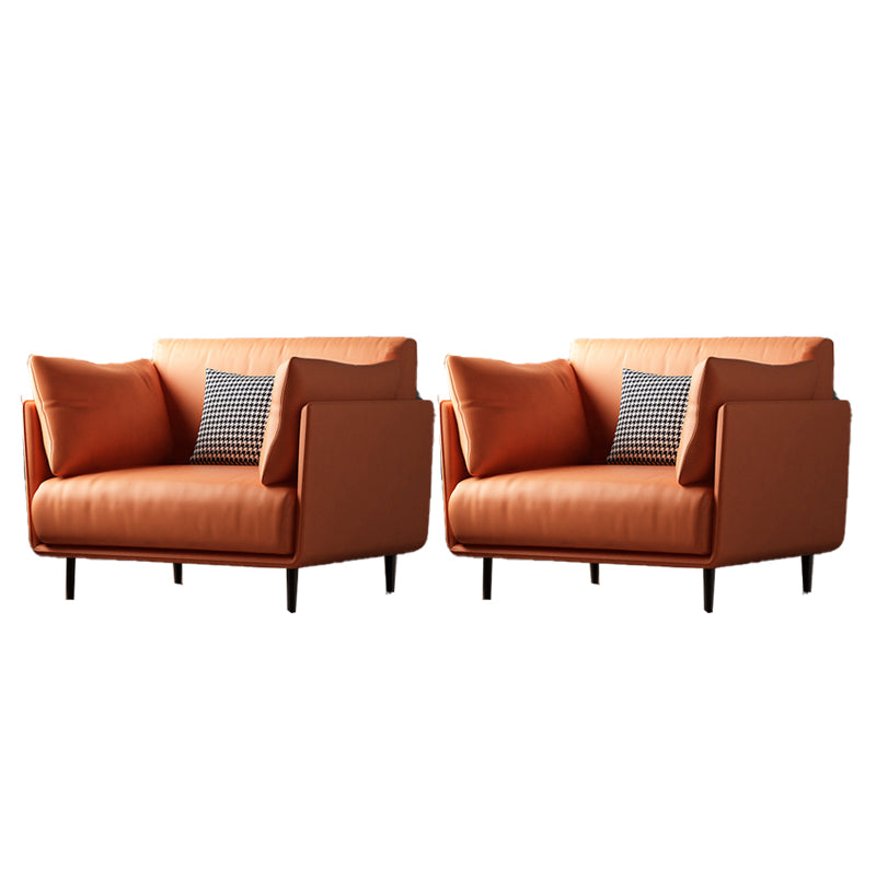 Mid-century Solid Color Armchair Basic Four Leg Accent Armchair Orange PU(Polyurethane) 2 Piece Set Clearhalo 'Accent Chairs' 'accent_chairs' 'Chairs & Seating' 'furn' 'furn_accent_chairs' 'Furniture' 'Living Room Furniture' 6396469