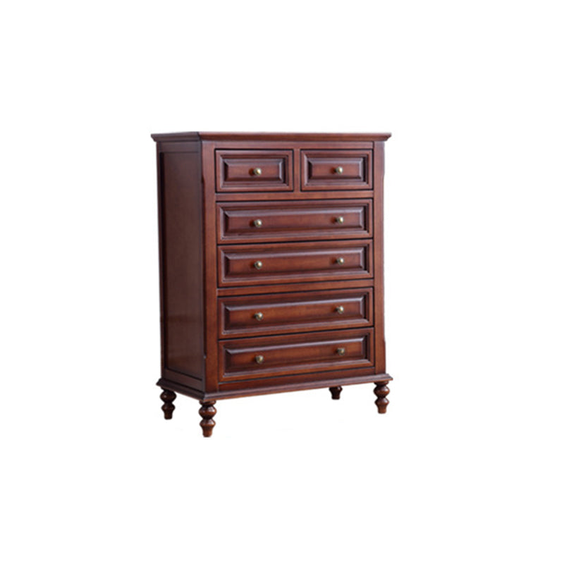 ミッドセンチュリーモダンブラウンアクセントチェストラバーウッド4/5/6-引き出しチェスト