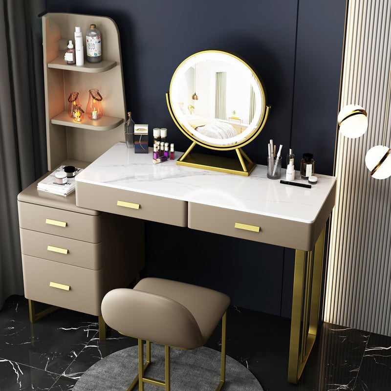 51.2 "H Distano per il trucco di vanità in ardesia con ripiani e 5-cassetti