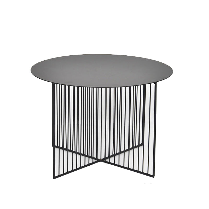 Mid Century Round Iron Coffee Cocktail Table Cross Legs Simple Coffee Table 27.6"L x 27.6"W x 18.9"H Black Clearhalo 'Coffee & Accent Tables' 'Coffee Tables' 'coffee_tables' 'furn' 'furn_coffee_tables' 'Furniture' 'Living Room Furniture' 6396608