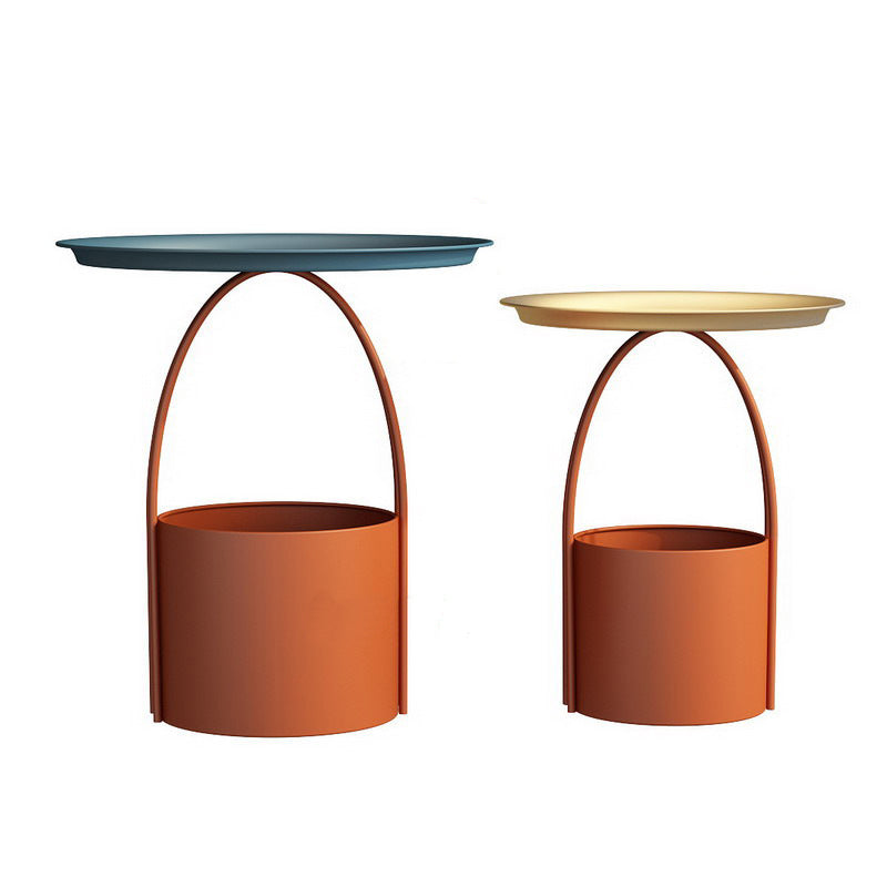 丸いトレイトップコーヒーテーブル鉄の台座カクテルテーブル