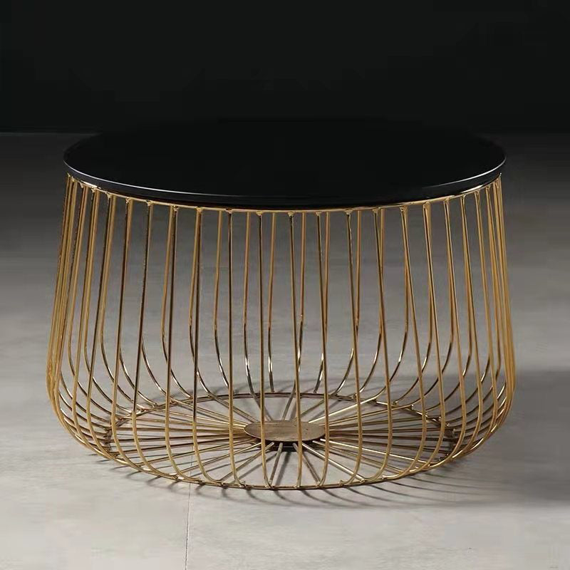 Iron Round Coffee or End Table Mid-Century Modern Frame Coffee Table Black-Gold Clearhalo 'Coffee & Accent Tables' 'Coffee Tables' 'coffee_tables' 'furn' 'furn_coffee_tables' 'Furniture' 'Living Room Furniture' 6396663