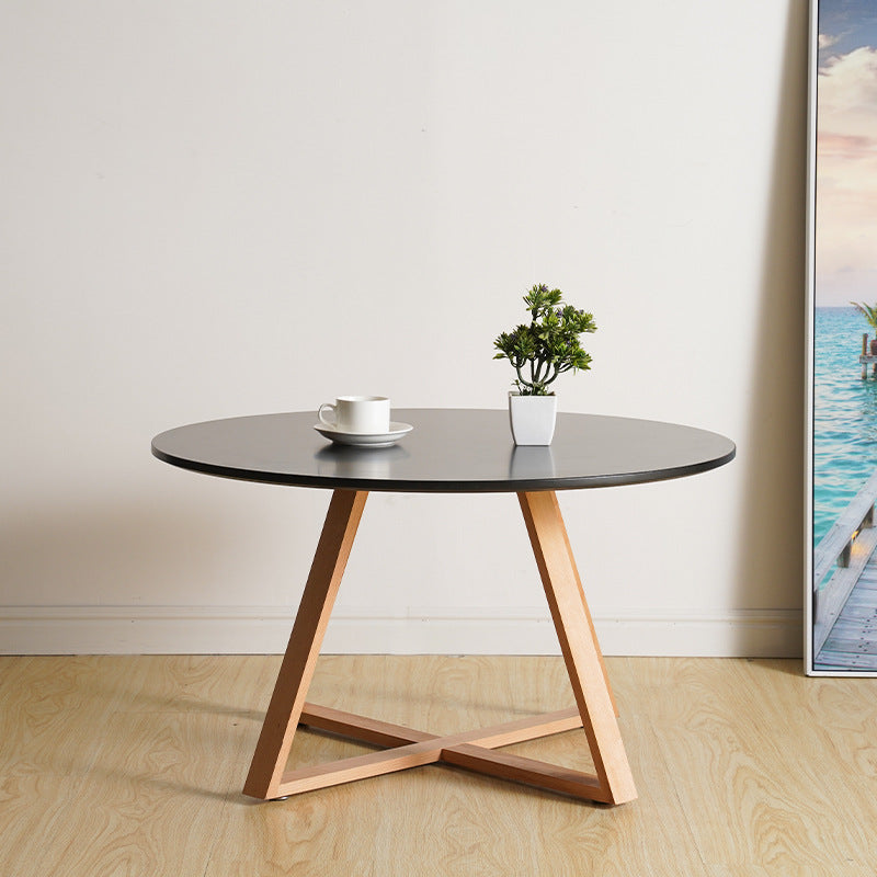 モダンなスタイルラウンドウッドコーヒーテーブルクロスレッグカクテルテーブル