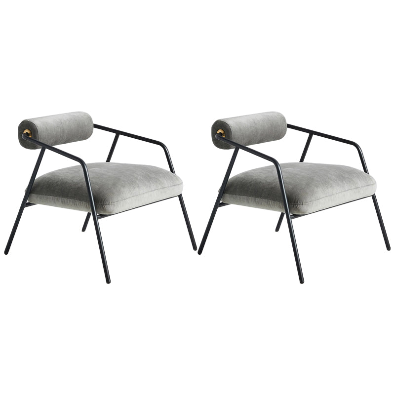 Solid Color Side Chair Sloped Arms Include Chair for Living Room Cotton and Linen Gray 2 Piece Set Clearhalo 'Accent Chairs' 'accent_chairs' 'Chairs & Seating' 'furn' 'furn_accent_chairs' 'Furniture' 'Living Room Furniture' 6397506