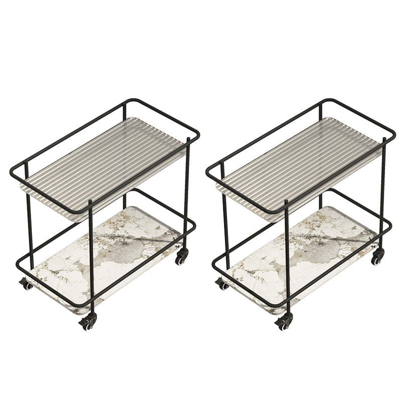 長方形のガラス上部面表23.22 "棚付きの背の高い金属ベースエンドテーブル