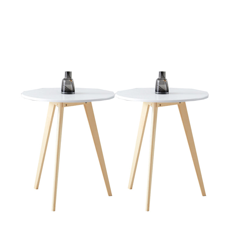 Contemporary Style Wooden Round Top Side Table 3 Legs End Table 23.6"L x 23.6"W x 27.6"H Natural Wood White 2 Clearhalo 'Coffee & Accent Tables' 'End & Side Tables' 'end_side_tables' 'furn' 'furn_end_side_tables' 'Furniture' 'Living Room Furniture' 6397688