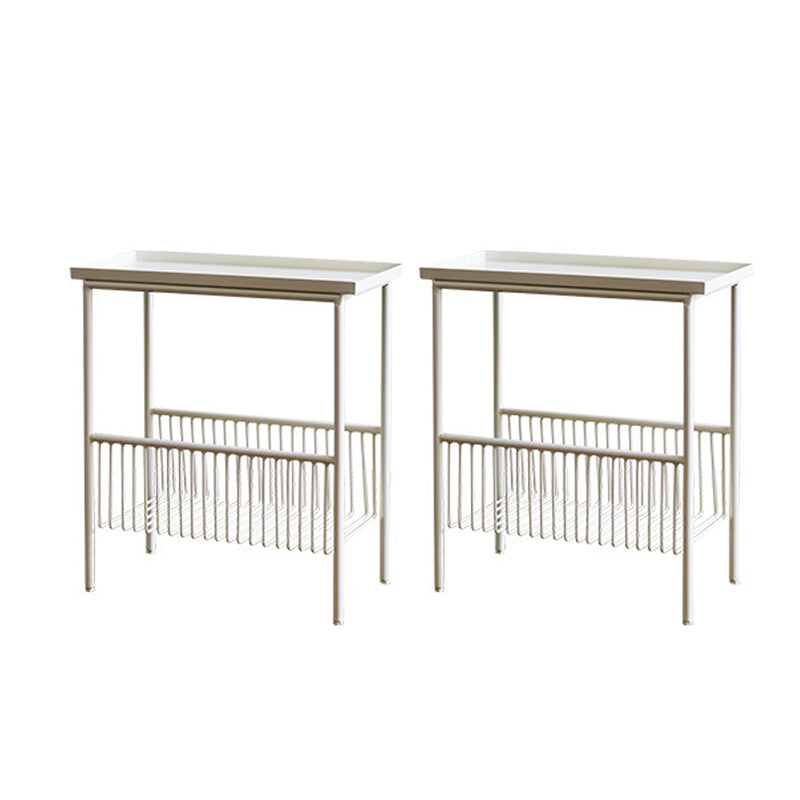 長方形のトレイ上部サイドテーブル鉄4脚エンドテーブルストレージ付き