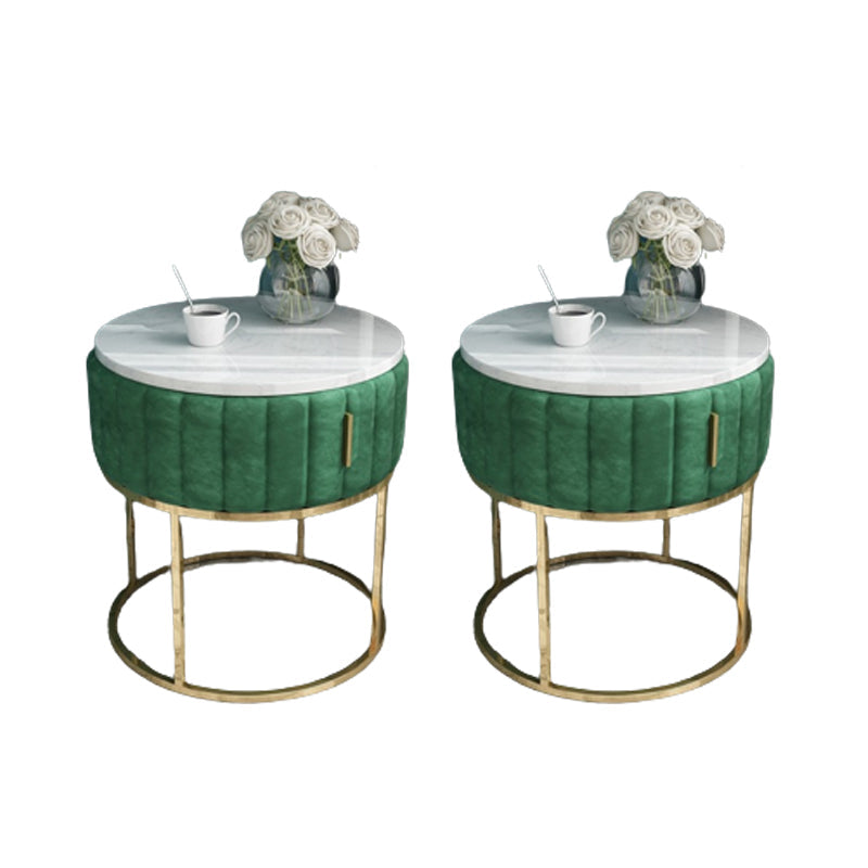 Drawer Storage Accent Table Nightstand Stone Bedside Cabinet for Bedroom Blackish Green Round 2 Piece Set Clearhalo 'Bedroom Furniture' 'furn' 'furn_night_stand' 'Furniture' 'night_stand' 'Nightstands' 6401476