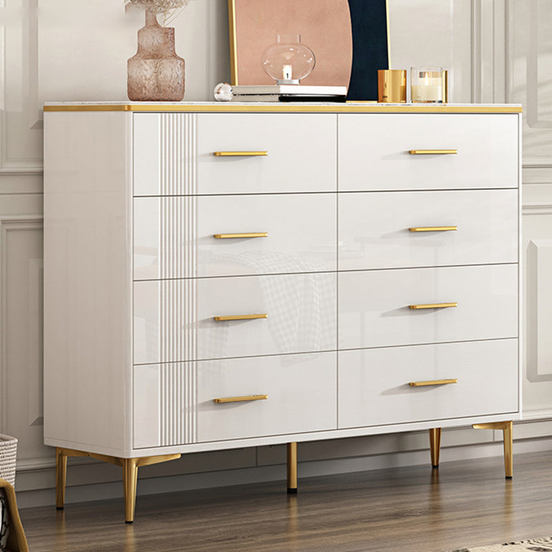 Glam Stone Storage Chest Bedroom 11.8" Wide Chest in White with Drawers