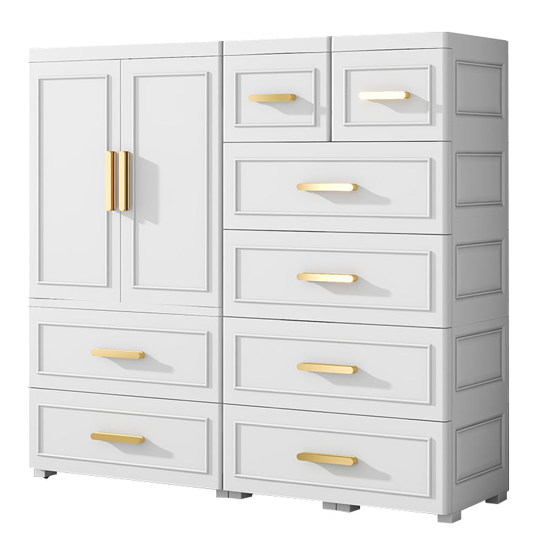 Plastic Wardrobe Cabinet with Drawer Modern Hinged Wardrobe Closet