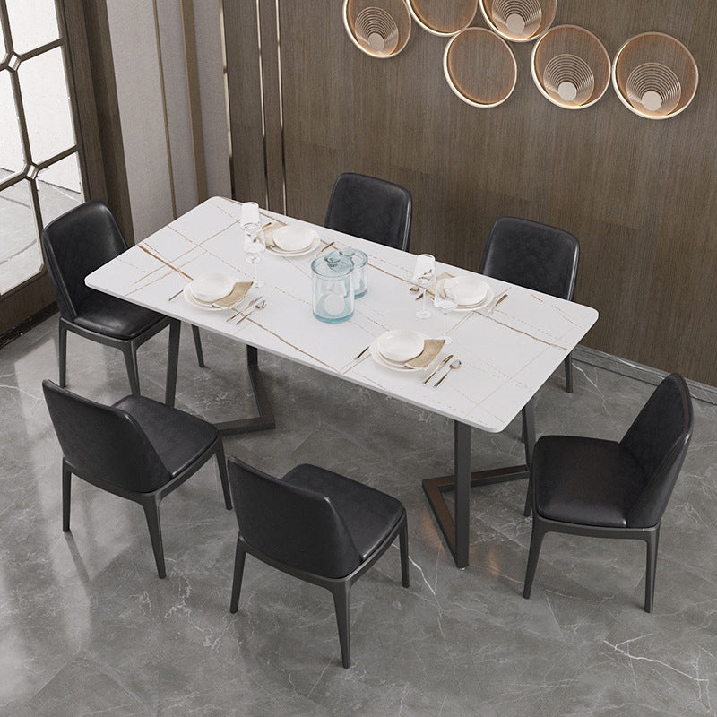 Set di dinette per finitura lucida con sedie nere 1/4/5/7 pezzi set da pranzo glam