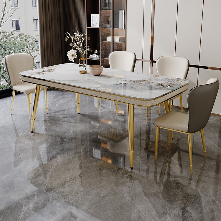 Glam Dining Table Set 1/5 Pcs Rectangle Dining Table with Upholstered Side Chairs