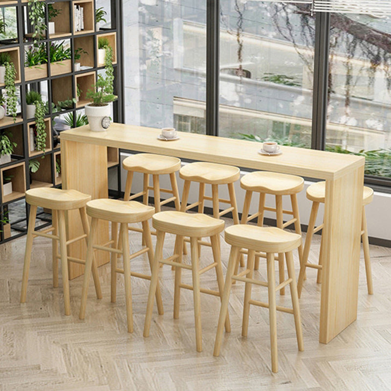 Ensemble de table de bar contemporain 1/2/5/9 pièces Table de bar rectangulaire en bois avec tabourets en bois
