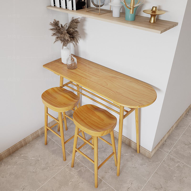 Juego de mesa de mostrador de madera de pino, juego de mesa de bar contemporáneo de 1/3 piezas