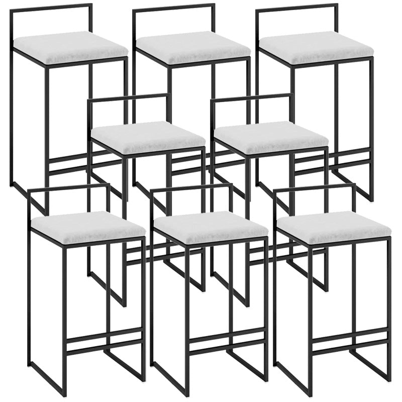 Contemporary Iron Counter Height Stools Low Back Bar Stool with Footrest White 8 Piece Set Clearhalo 'Bar Furniture' 'Bar Stools' 'bar_stools' 'furn' 'furn_bar_stools' 'Furniture' 'Kitchen & Dining Furniture' 6406427