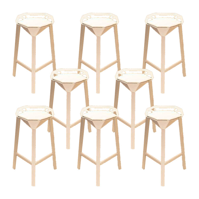Modern Stackable Backrest Counter Stool Iron Cafe Bar Stool with Cushion and Pedal White 8 Piece Set Clearhalo 'Bar Furniture' 'Bar Stools' 'bar_stools' 'furn' 'furn_bar_stools' 'Furniture' 'Kitchen & Dining Furniture' 6406644