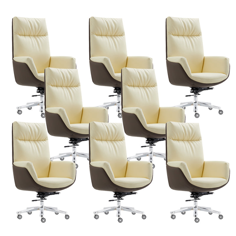 26" Wide Contemporary Managers Chair Leather Executive Chair Yellow 8 Piece Set Clearhalo 'furn' 'furn_office_chair' 'Furniture' 'Office Chairs' 'Office Furniture' 'office_chair' 6407016
