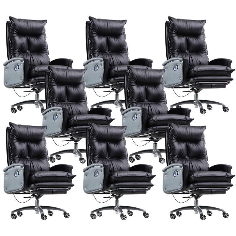 Contemporary Desk Chair Leather Executive Chair High-Back Chair with Wheels Black 8 Piece Set Clearhalo 'furn' 'furn_office_chair' 'Furniture' 'Office Chairs' 'Office Furniture' 'office_chair' 6407094