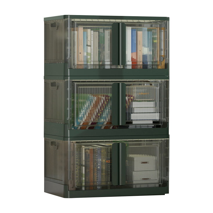 Contemporary Shelf Bookcase Folding Closed Back Plastic Bookcase 25"L x 16"W x 44"H Blackish Green Clearhalo 'Bookcases' 'furn' 'furn_bookcases' 'Furniture' 'Office Furniture' 6408118