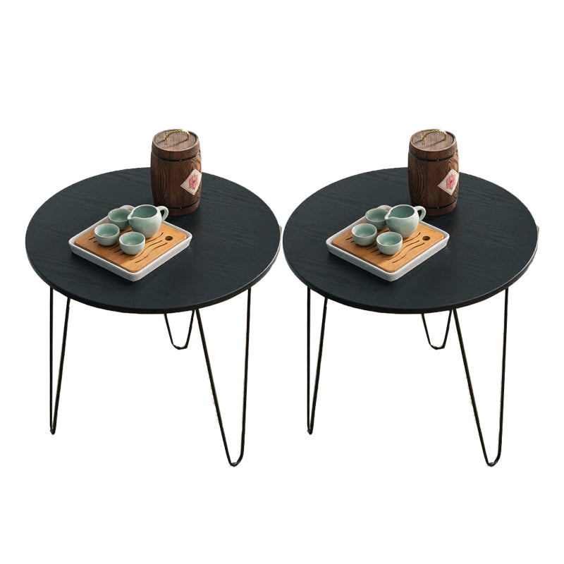 Table de l'extrémité supérieure ronde en bois massif avec table de bout en métal 3 jambes