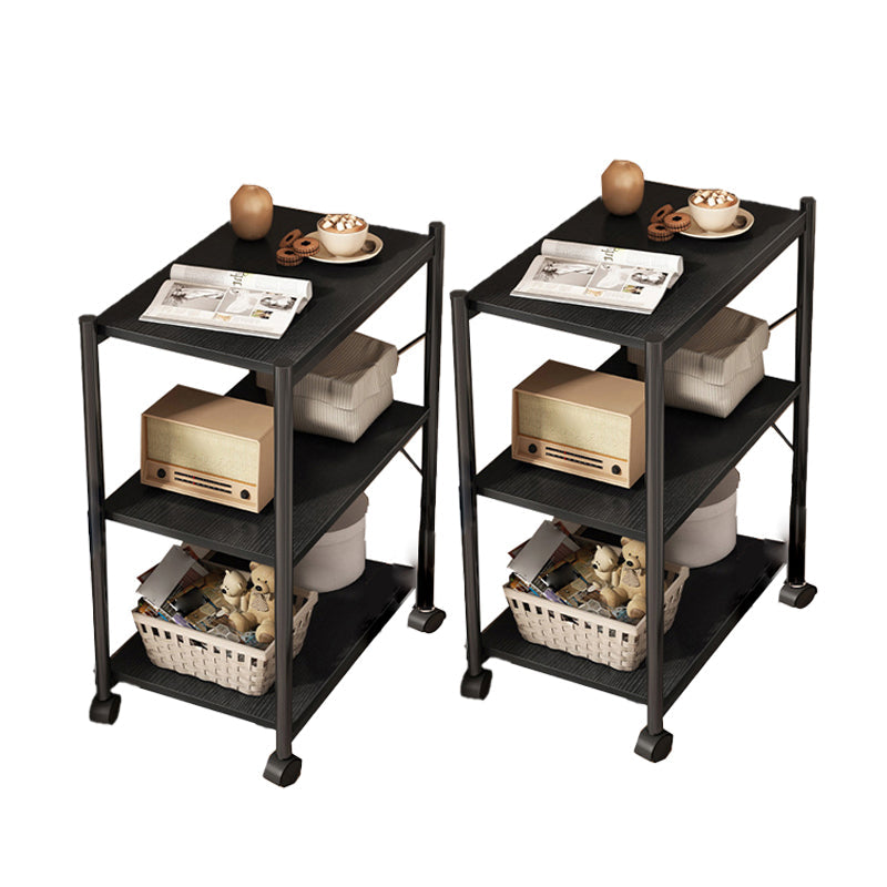 Rad Side End Tisch Holzsofa Seitenakzentisch mit 2 Regalen