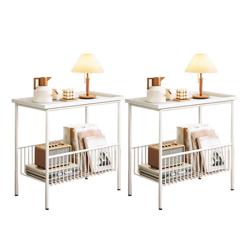 Tavolo laterale superiore del vassoio rettangolare Iron Iron 4 gambe Tavolino con archiviazione