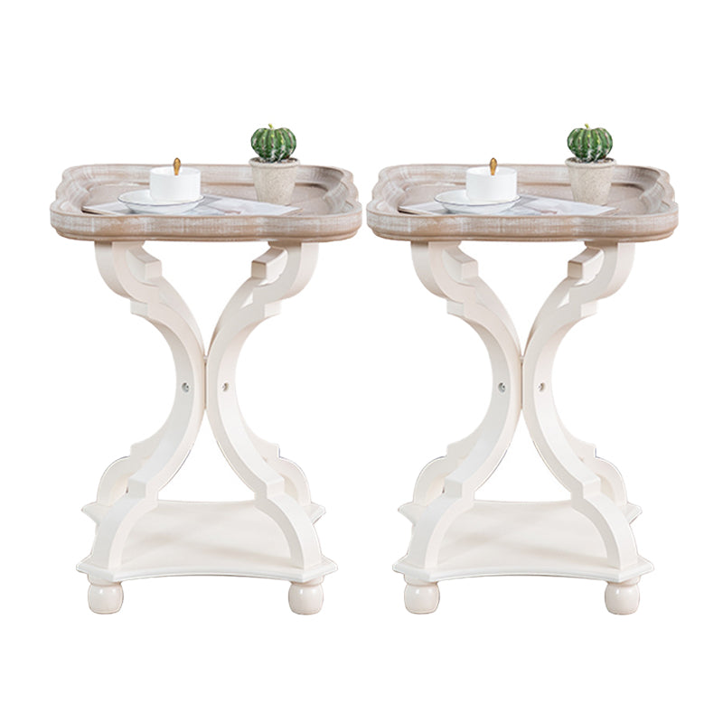 フランスのカントリースタイルのサイドテーブル白の悩みのある木材サイドテーブル