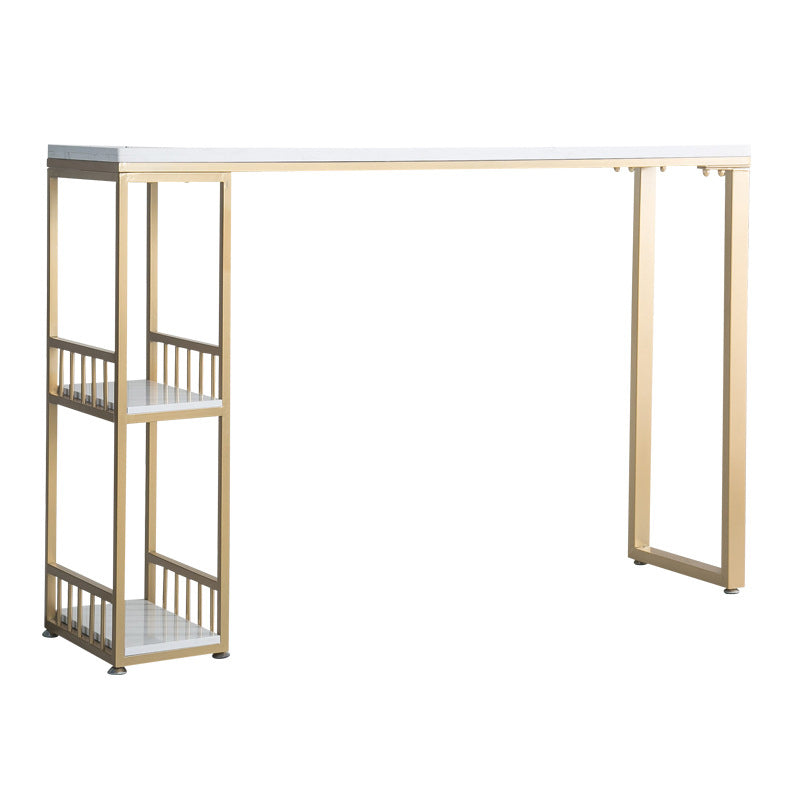 Mesa de altura de barra glamorosa mesa de pub de bistro de madera maciza con 2 estantes