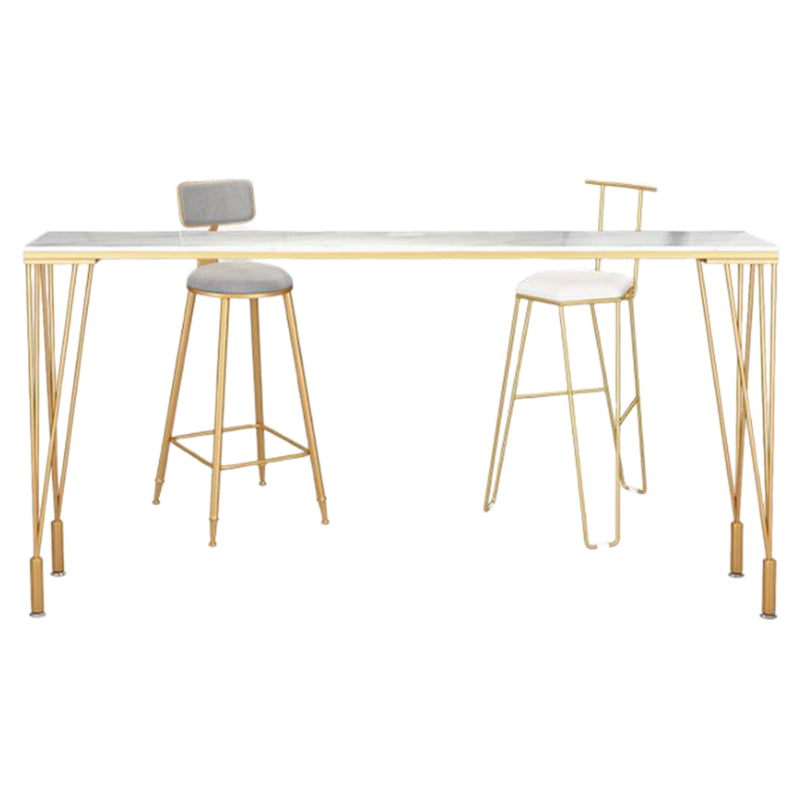 Mesa de barra rectangular de estilo glamorosa mesa de altura de barra de madera con 4 patas
