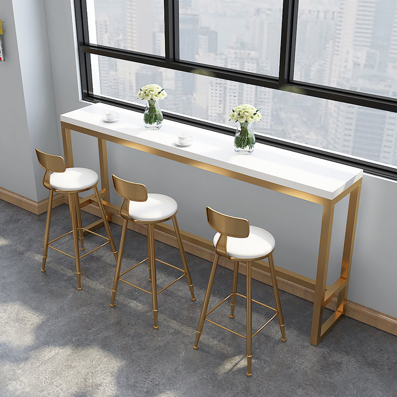 Mesa de barra rectangular de estilo glamour de pino mesa de altura de barra de madera maciza con reposapiés