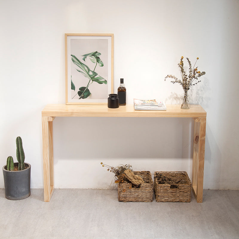 Industrial Rectangle Bistro Bar Desk Pine Solid Wood Bistro Table with Sled Base