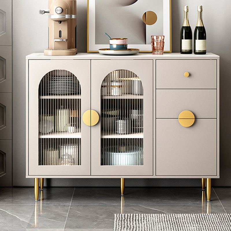 Armario de puertas de vidrio de buffet de aparador moderno con luces LED